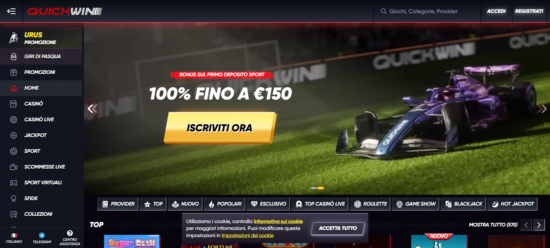 QuickWin Casino Italia - Panoramica piattaforma